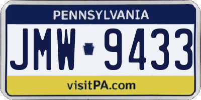 PA license plate JMW9433