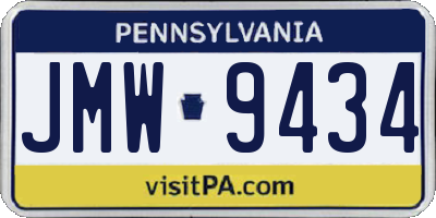 PA license plate JMW9434