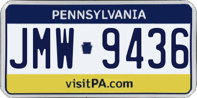 PA license plate JMW9436