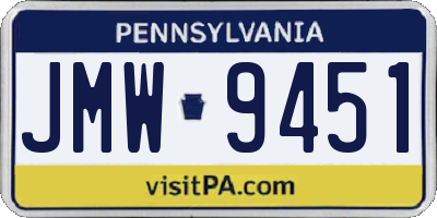 PA license plate JMW9451