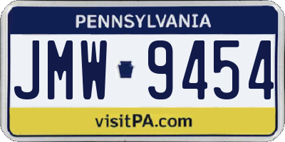 PA license plate JMW9454