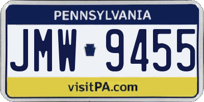 PA license plate JMW9455