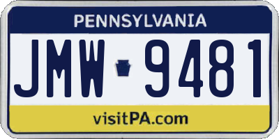 PA license plate JMW9481