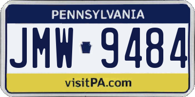 PA license plate JMW9484