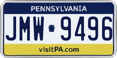 PA license plate JMW9496