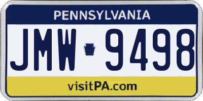 PA license plate JMW9498