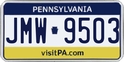 PA license plate JMW9503
