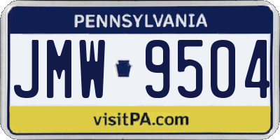PA license plate JMW9504