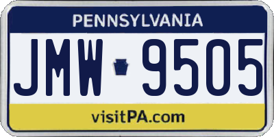 PA license plate JMW9505