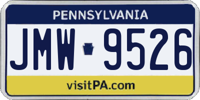PA license plate JMW9526