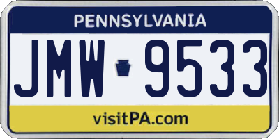 PA license plate JMW9533