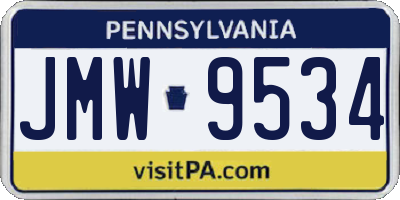 PA license plate JMW9534