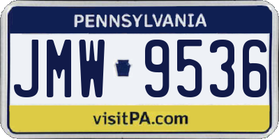PA license plate JMW9536