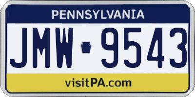 PA license plate JMW9543