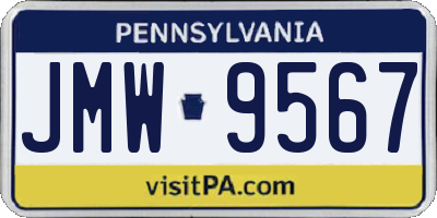 PA license plate JMW9567