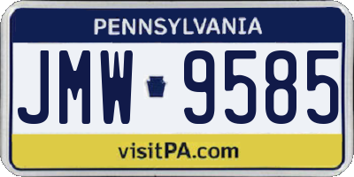 PA license plate JMW9585