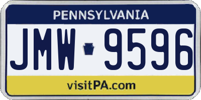 PA license plate JMW9596