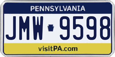 PA license plate JMW9598