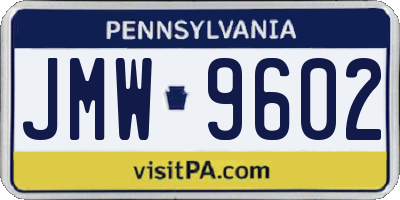 PA license plate JMW9602