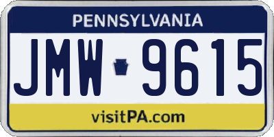 PA license plate JMW9615