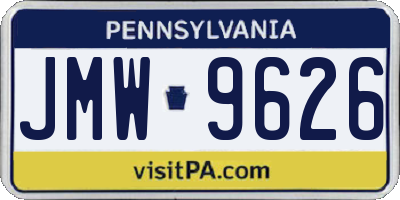 PA license plate JMW9626