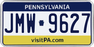 PA license plate JMW9627