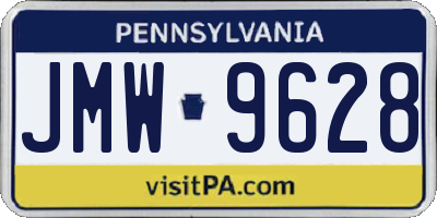 PA license plate JMW9628