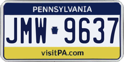PA license plate JMW9637