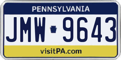 PA license plate JMW9643