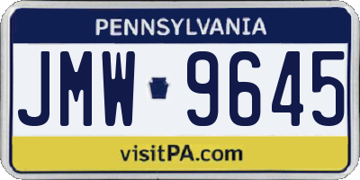 PA license plate JMW9645
