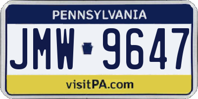 PA license plate JMW9647