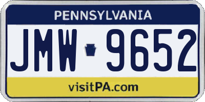 PA license plate JMW9652