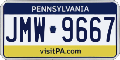 PA license plate JMW9667