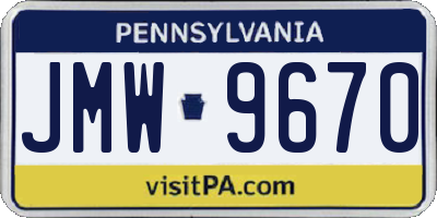 PA license plate JMW9670