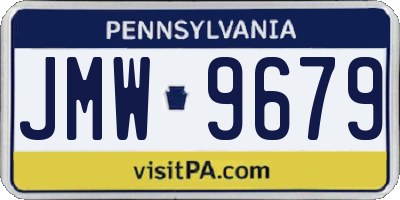 PA license plate JMW9679