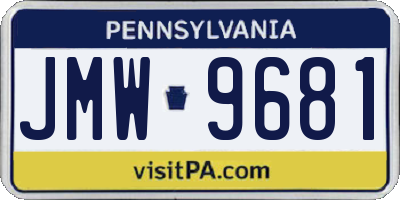 PA license plate JMW9681