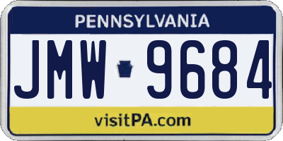 PA license plate JMW9684