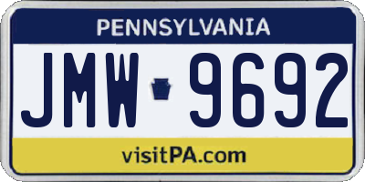 PA license plate JMW9692