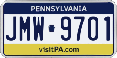 PA license plate JMW9701