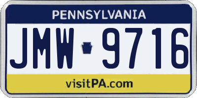 PA license plate JMW9716