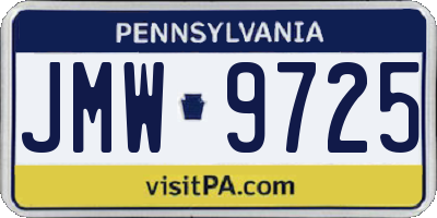 PA license plate JMW9725