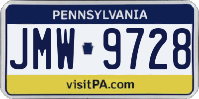 PA license plate JMW9728
