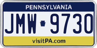 PA license plate JMW9730
