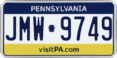 PA license plate JMW9749