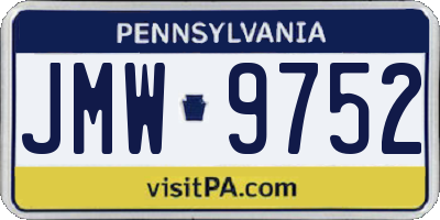 PA license plate JMW9752