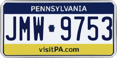 PA license plate JMW9753