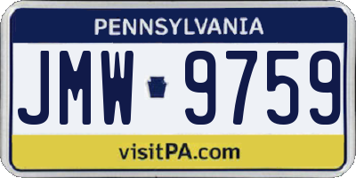 PA license plate JMW9759