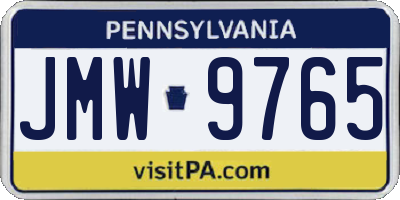 PA license plate JMW9765