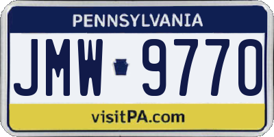 PA license plate JMW9770