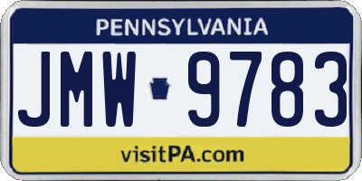 PA license plate JMW9783